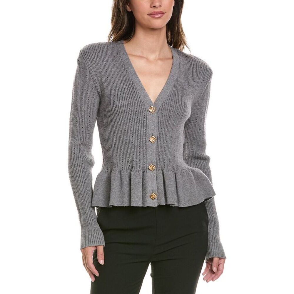 Generation Love Womens  Lirio Pointelle Cardigan, Gray